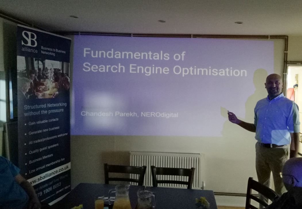 fundamentals_of_SEO_by_guest_speaker_Chandish Perekh_from_Nero_Digital_at_SB alliance_business_networking_breakfast_group_held_at_ their_Elstree_Aerodrome_venue